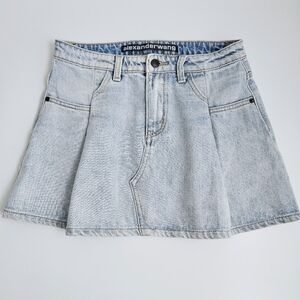 Alexander Wang Pleated Bite Denim Skirt 27